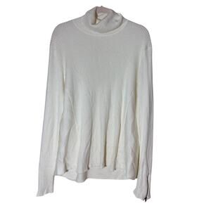 Lord & Taylor Retrology XL Ribbed Turtleneck Sweater Cream Zip Cuff NWT